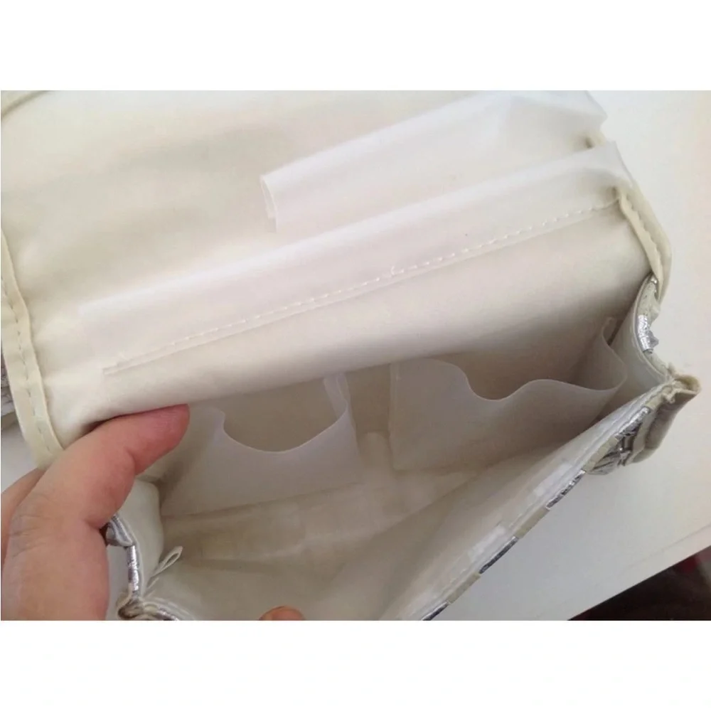 4 Mally Beauty Tan & Silver Make up Cosmetics Bag / Cell Purse / Clutch (new)